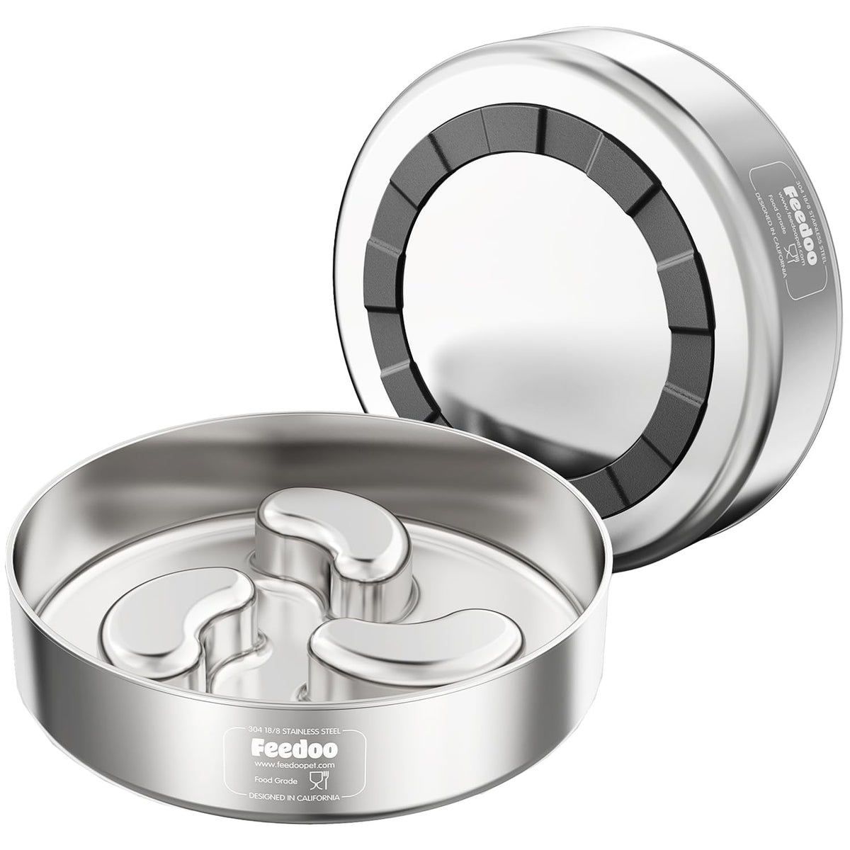 Feedoo Slow Feeder Bowl top view highlights maze design for paced eating