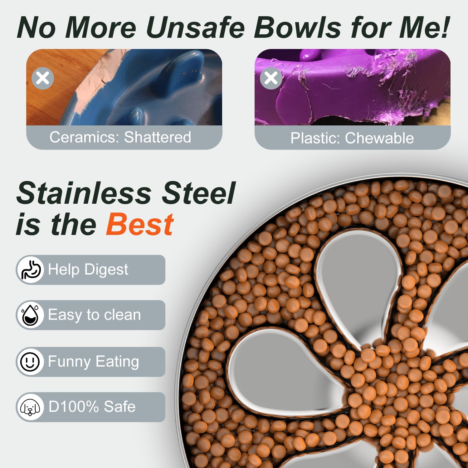 Feedoo slow feeder dog bowls maze-inside — interior maze guides kibble for mindful dining.