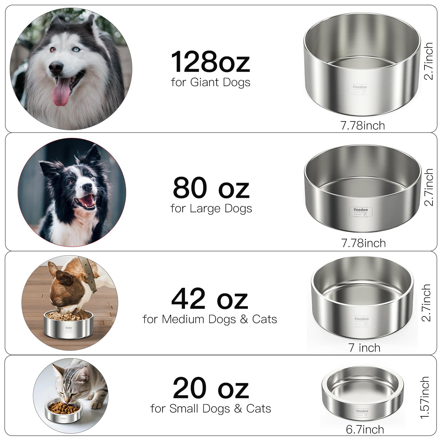 Feedoo tall straight-sided design reduces splashing during energetic meals