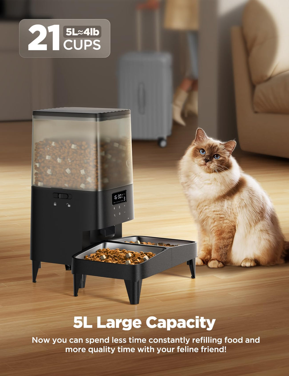 FEELNEEDY feeder battery backup power ensures feeding during outages