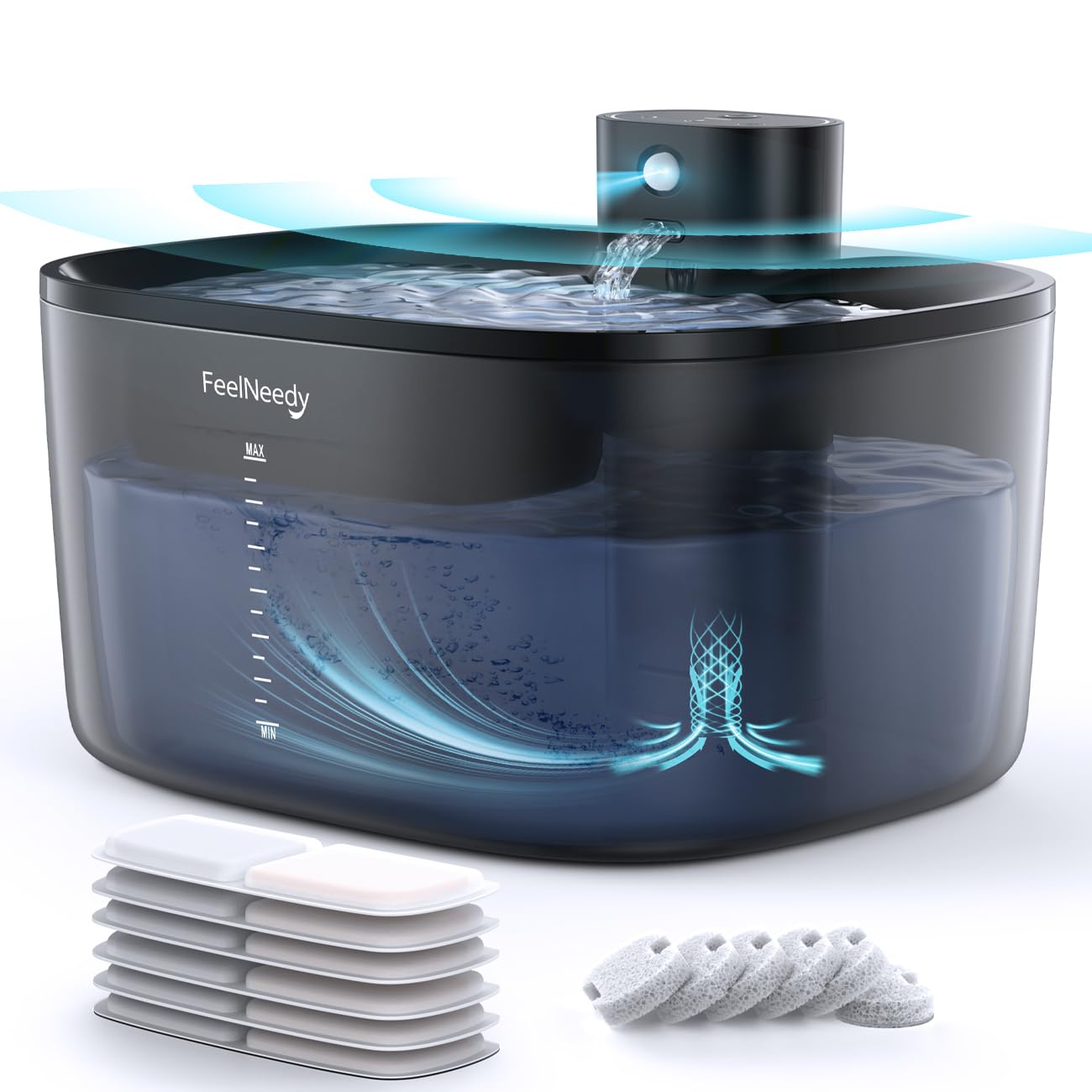 FEELNEEDY pumpless-design demonstrates quiet, safe water delivery with reduced maintenance.