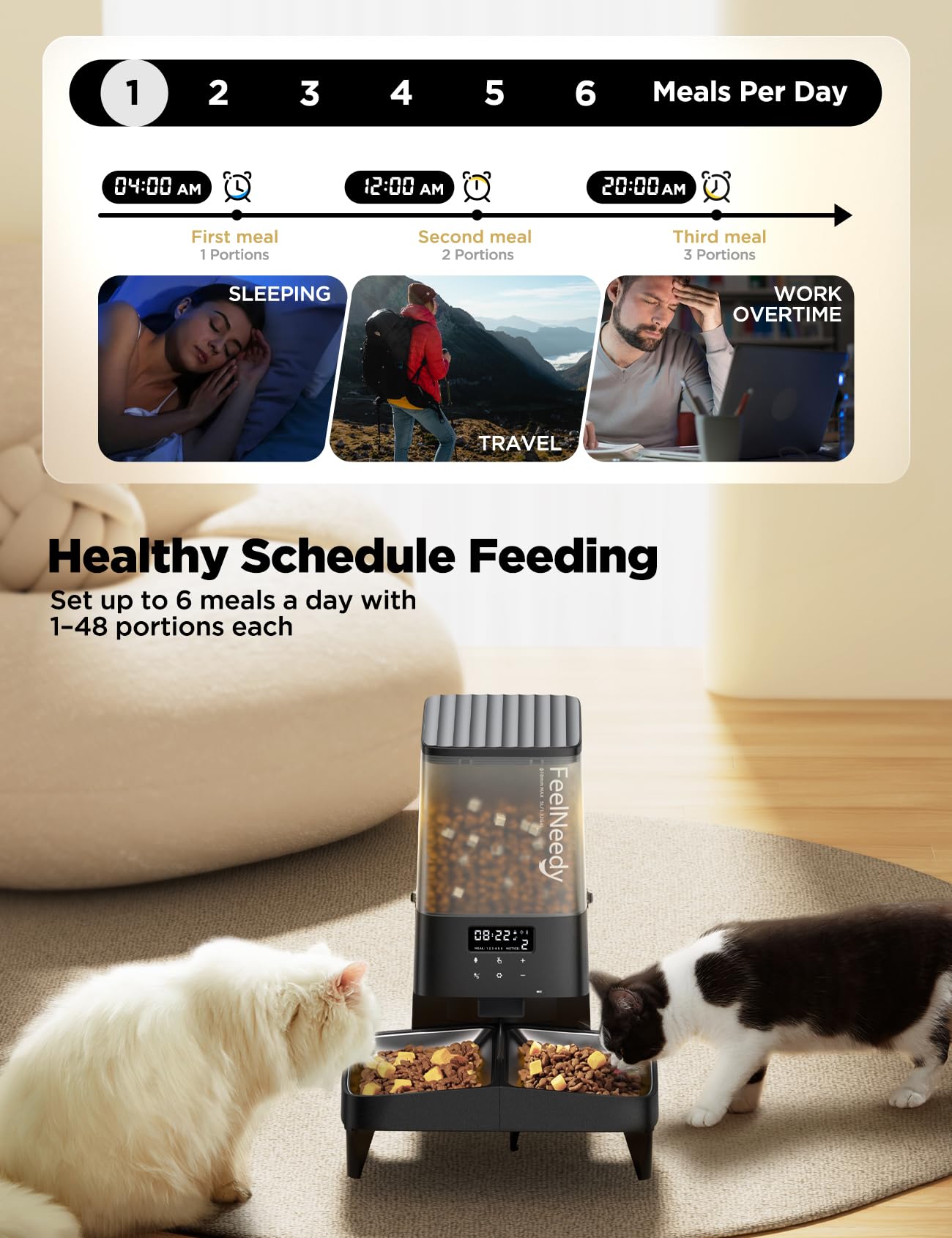 FEELNEEDY timed cat feeder control panel for easy programming