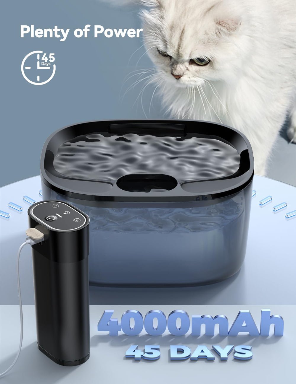 FEELNEEDY wireless-cat-waterer allows placement anywhere, minimizing cord-chew hazards.