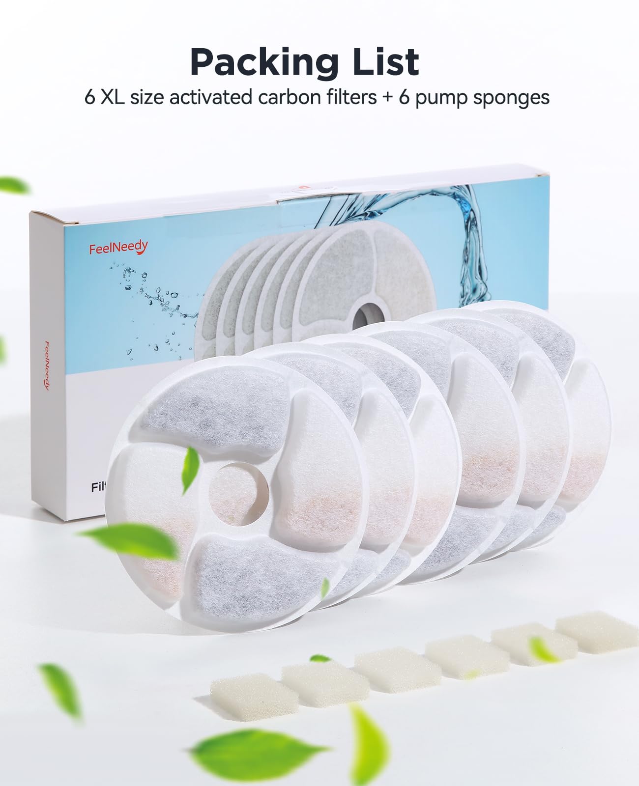 FEELNEEDY 6-pack filters and sponges box ready for replacement routine.