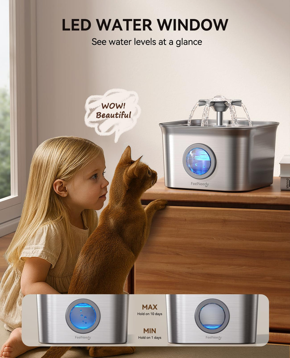 FEELNEEDY dishwasher-safe fountain simplifies cleaning and maintenance.