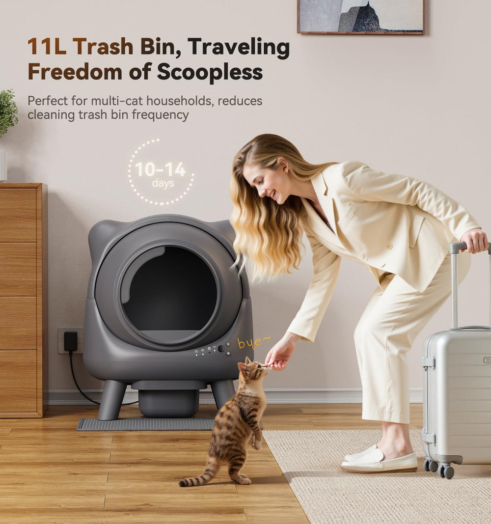 FEELNEEDY easy refill top-fill system with wide opening for quick litter adding.
