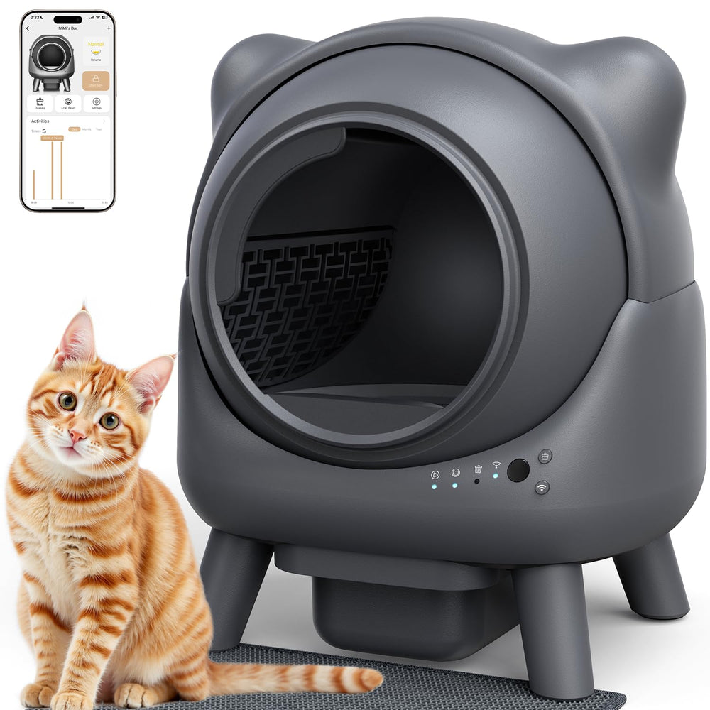FEELNEEDY self-cleaning litter box front view, hands-free waste management.