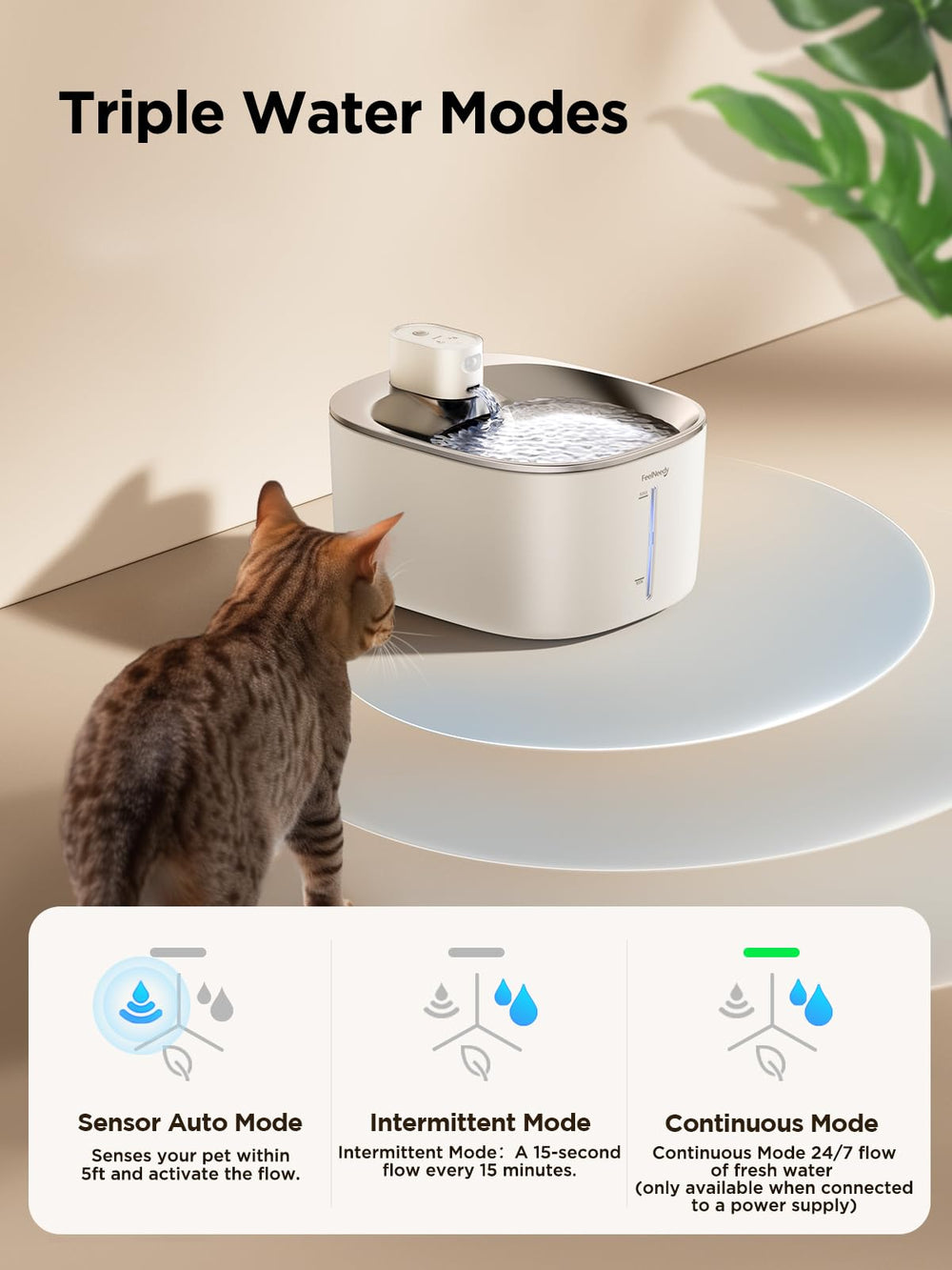 FEELNEEDY 4L-capacity fountain shown for multi-pet households with extended hydration