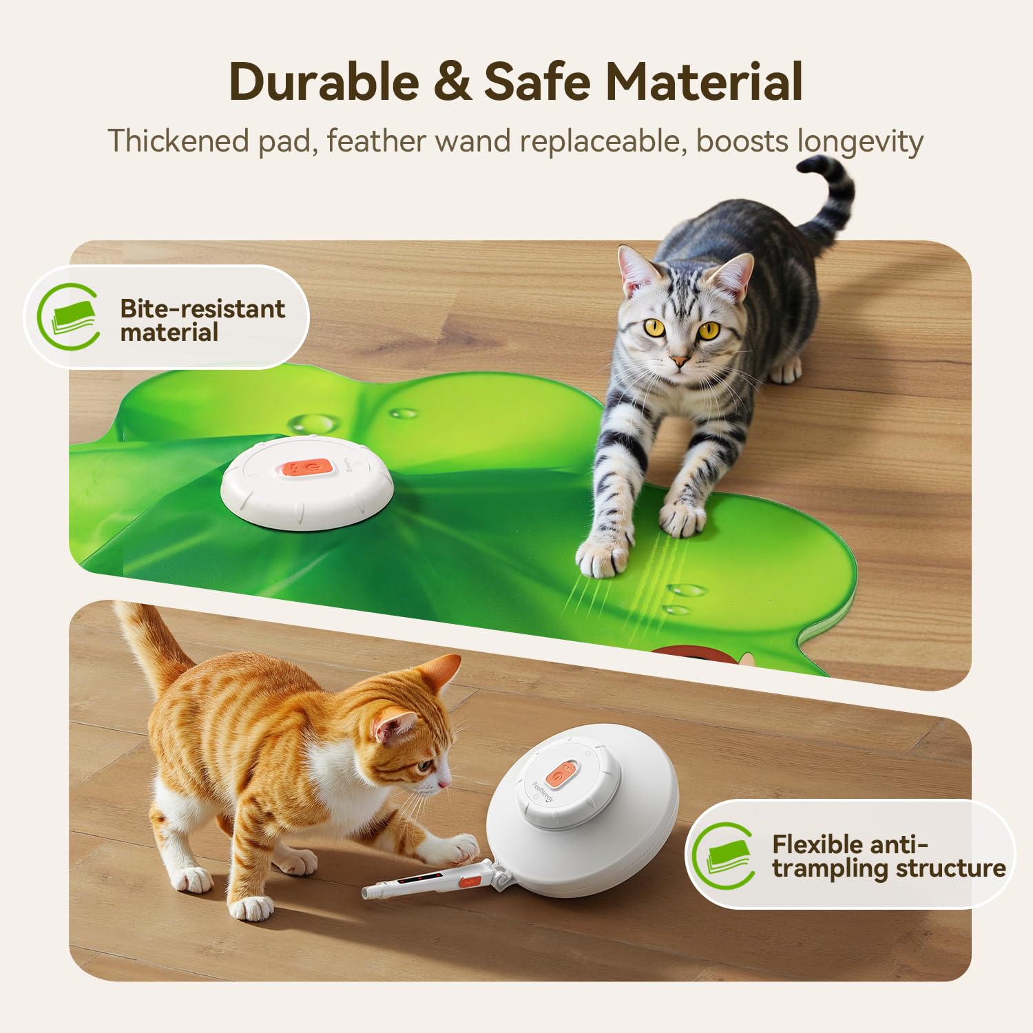FEELNEEDY Cat Toy built with durable ABS resists rough play for safety.