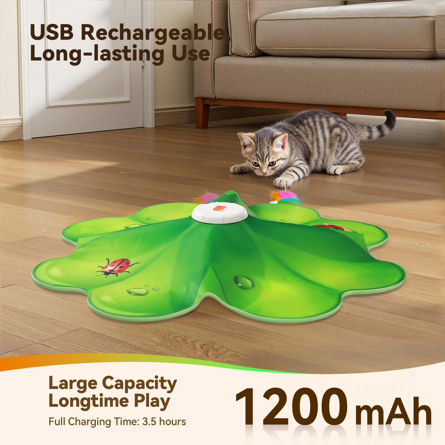 FEELNEEDY Cat Toy with Type-C recharge enables quick, convenient recharging.