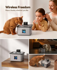 FEELNEEDY stainless-steel fountain body resists scratches and cleans easily
