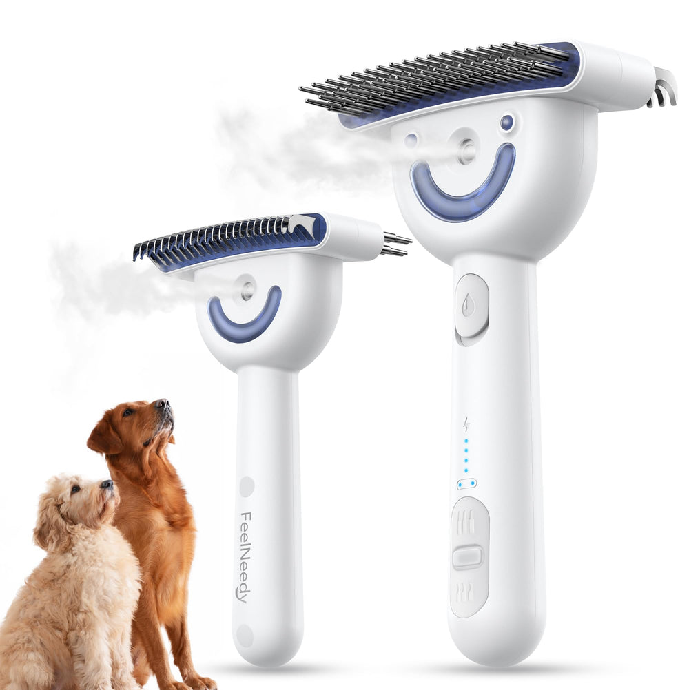 FEELNEEDY dog brush steam setup for efficient detangling and deshedding.