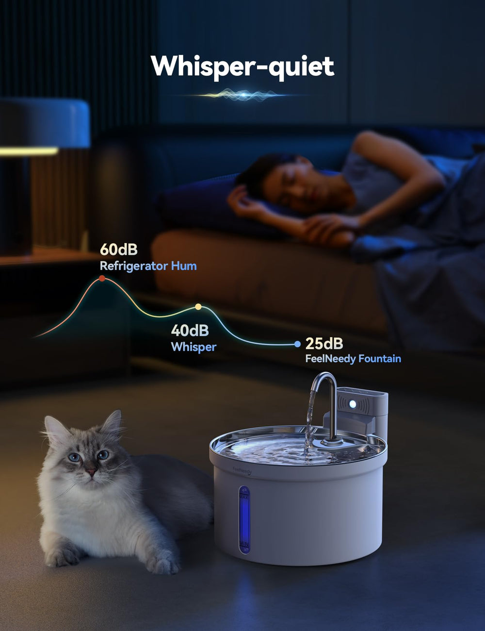 FEELNEEDY dual water flows faucet and fountain support varied drinking styles.