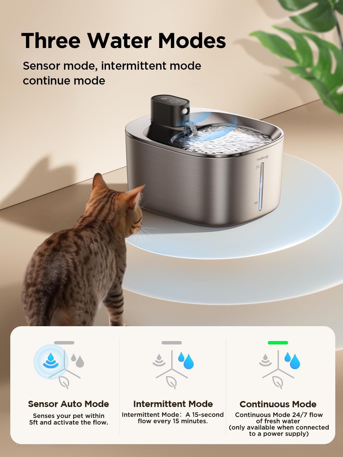 FEELNEEDY cat fountain 5-layer filtration keeps water fresh between refills
