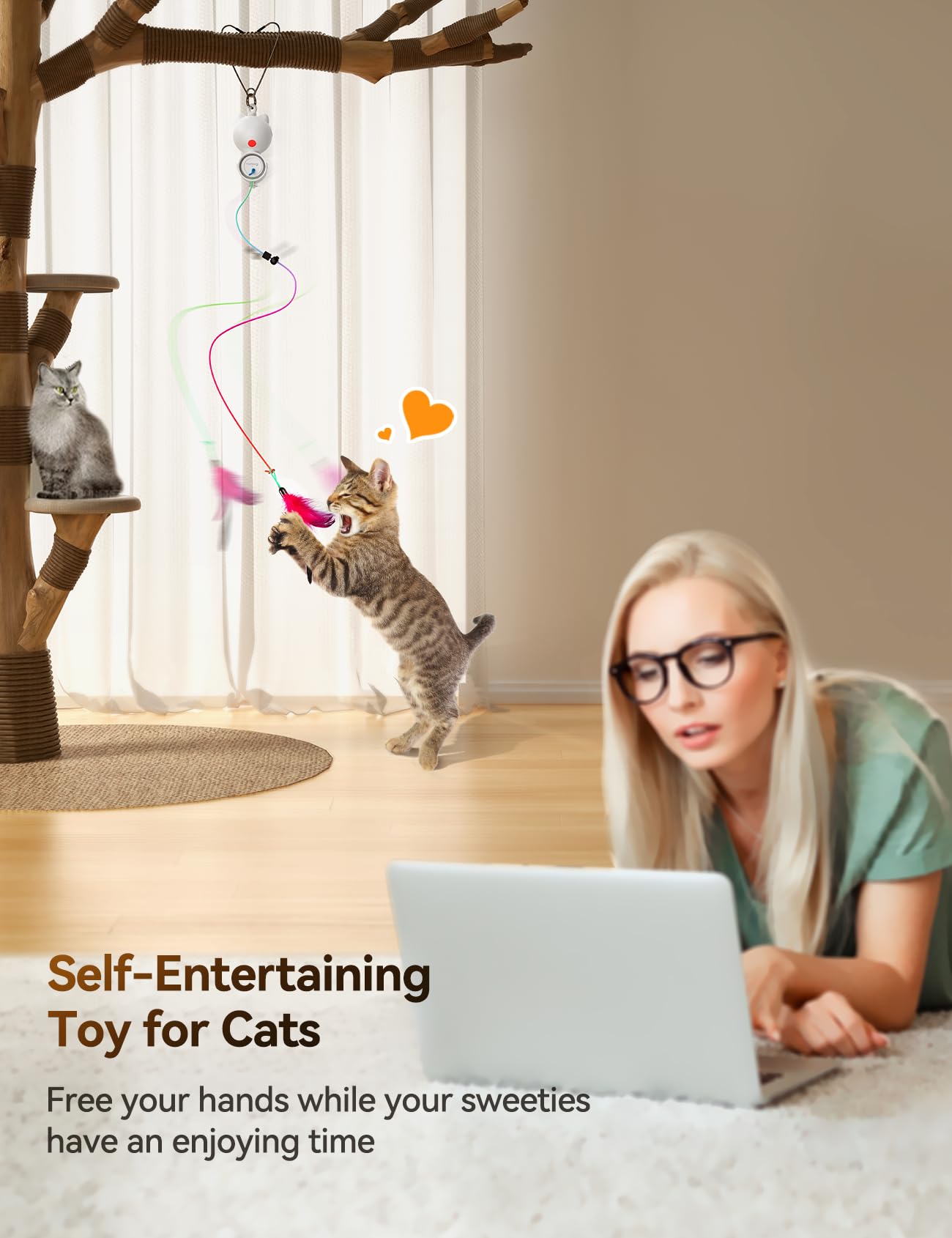 FEELNEEDY hanging cat toy with adjustable clip for easy placement