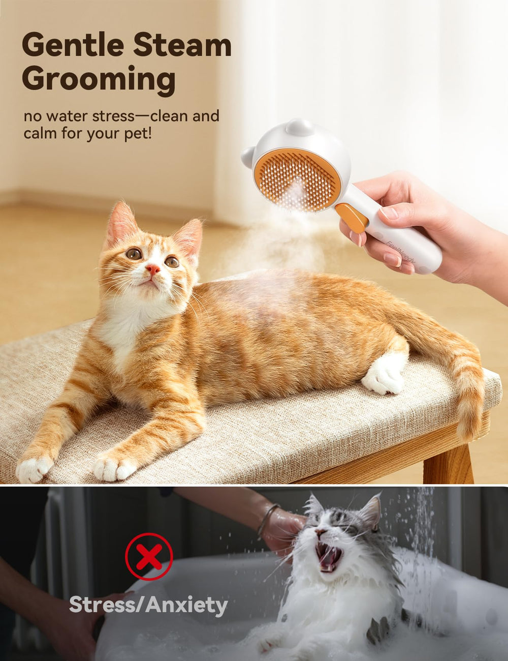 FEELNEEDY Pet Steam Brush – dos velocidades para control del vapor