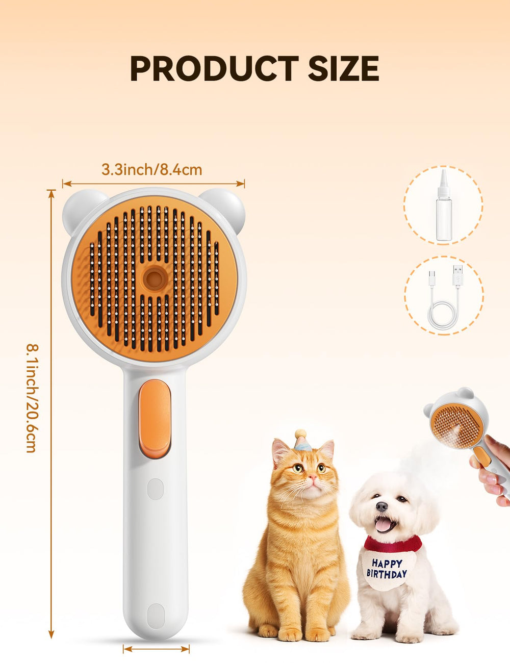 FEELNEEDY Pet Steam Brush ideal para pelo largo y corto