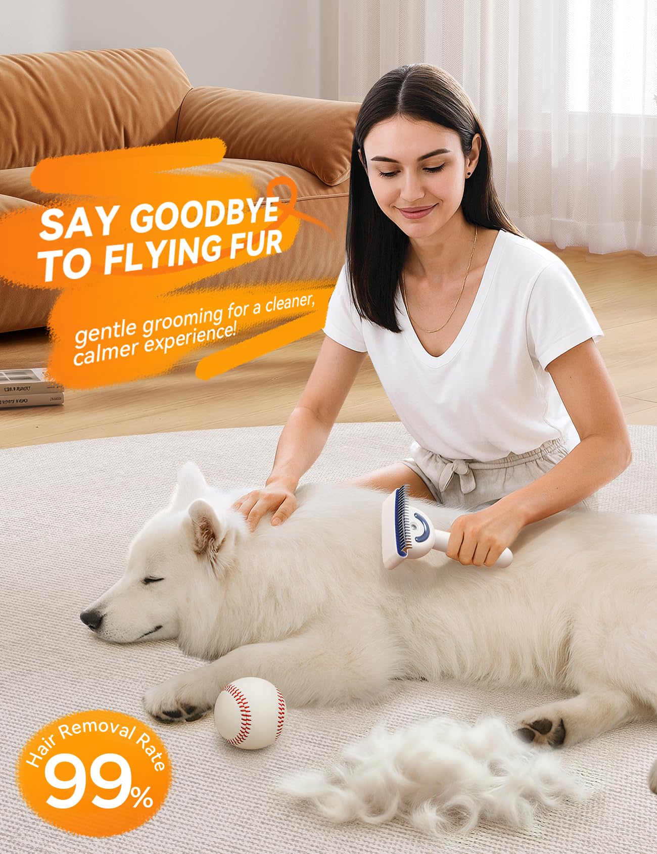 FEELNEEDY undercoat deshedding with 35-pin side for daily care.
