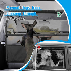 Feestars dog barrier with anchors demonstrates stable back-seat attachment.