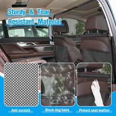 Feestars dog barrier see-through net enables clear rear view for driver and pet comfort.