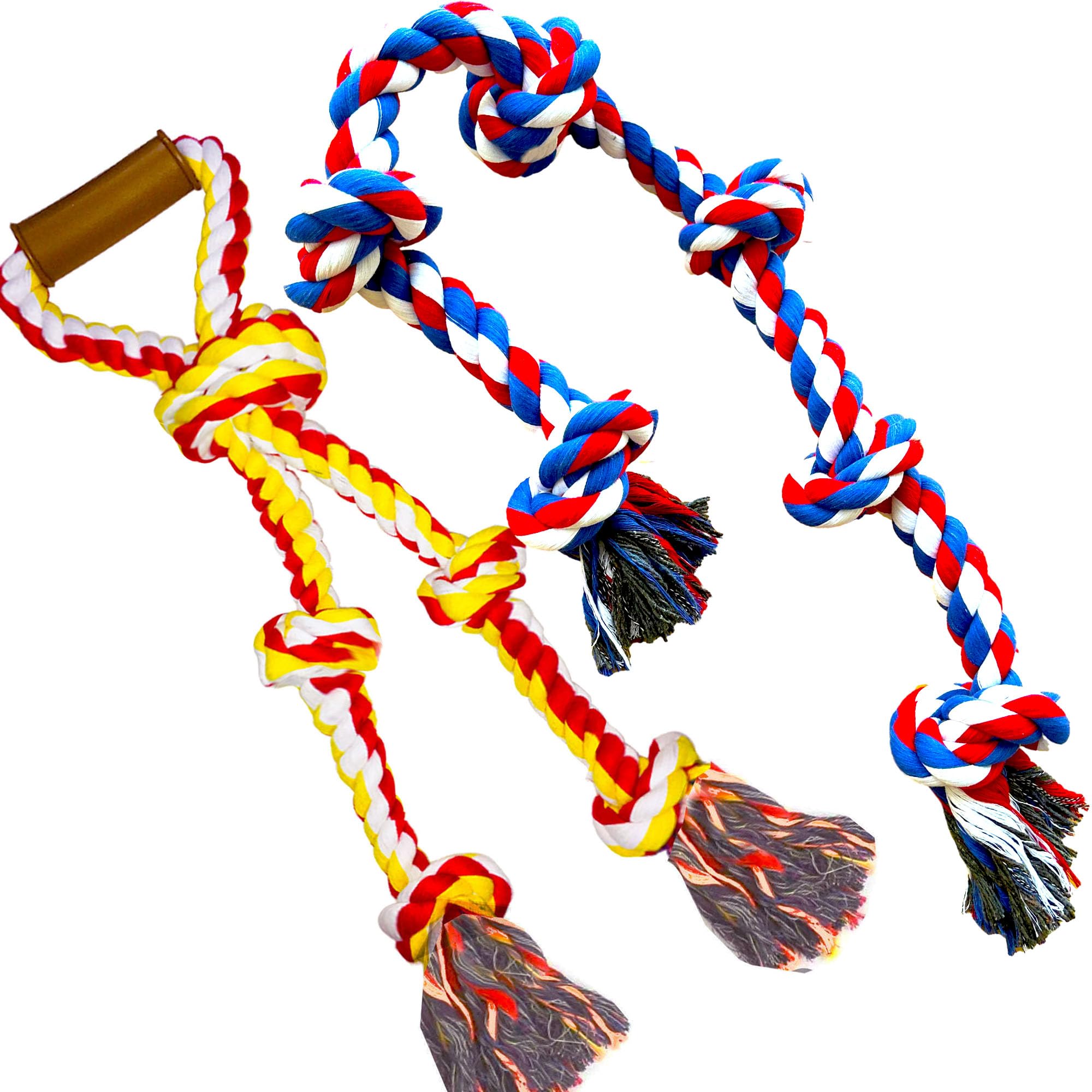 Fejapa 6-knot large Christmas dog rope toy 6knots for interactive chew and tug
