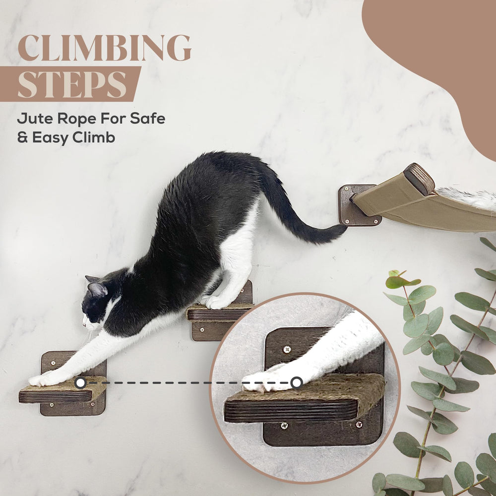 FELINE&ME wooden cat wall bed setup shows sturdy, stylish sleeping perch.