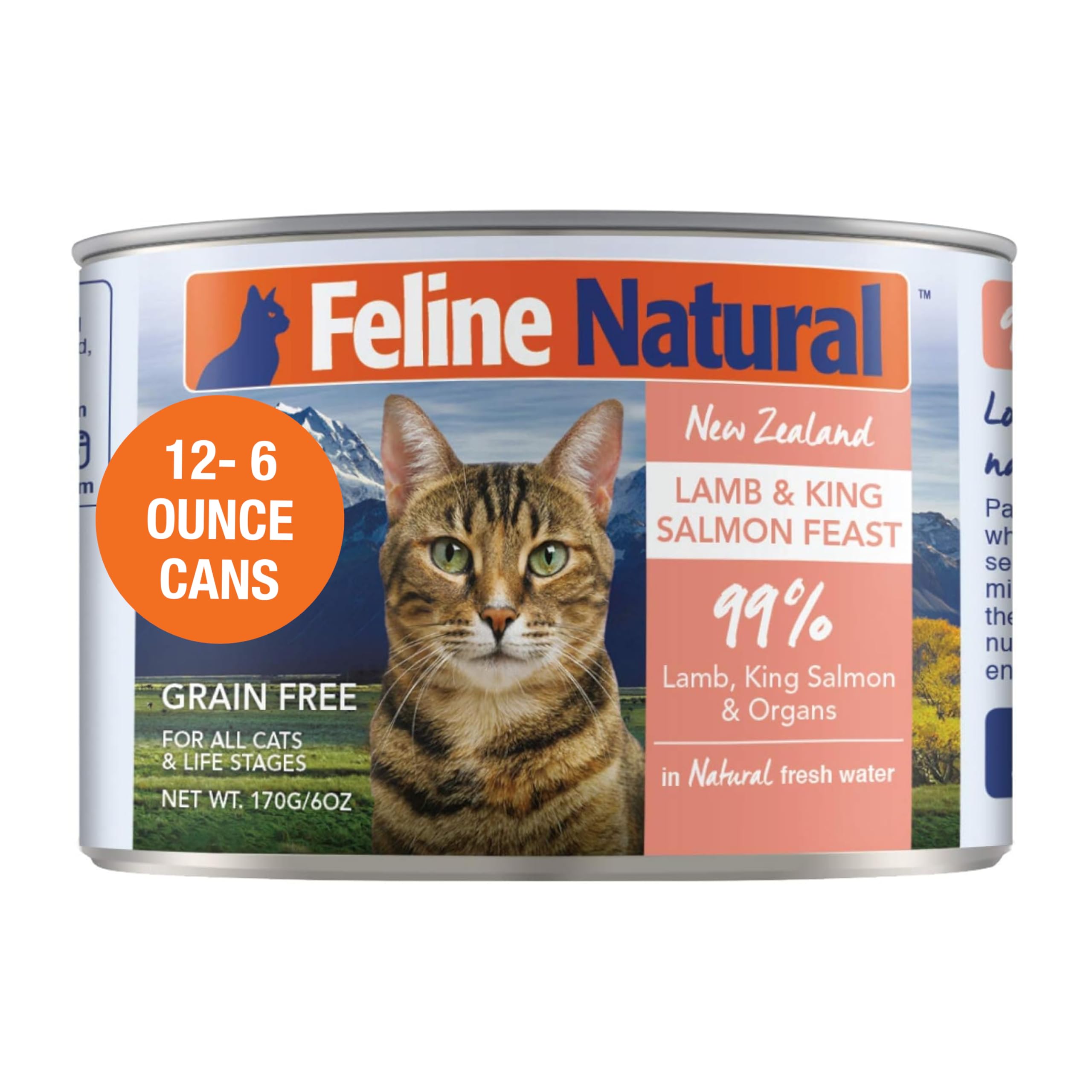Feline Natural packaging featuring grain-free wet cat food for balanced nutrition.