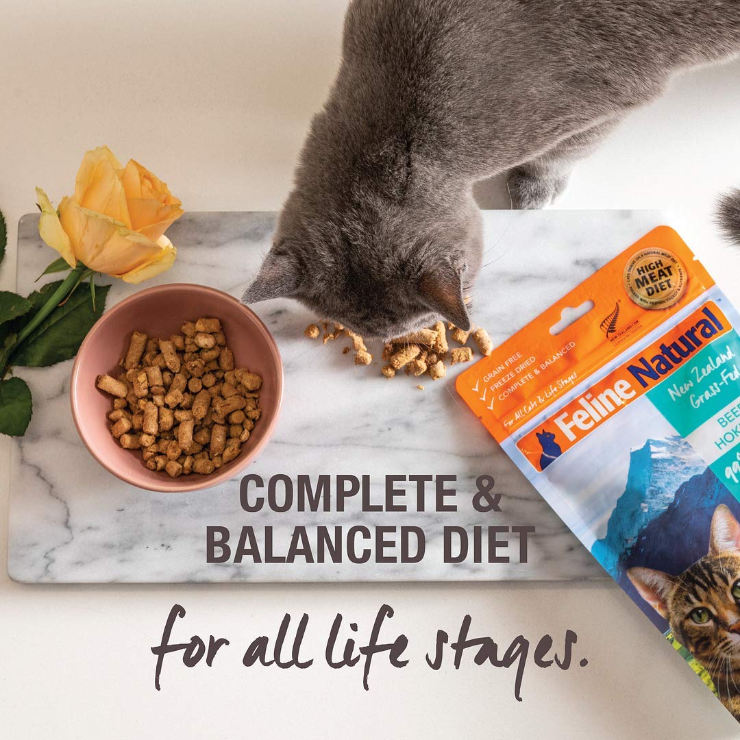 Feline Natural New Zealand-made product line highlighting strict safety standards.