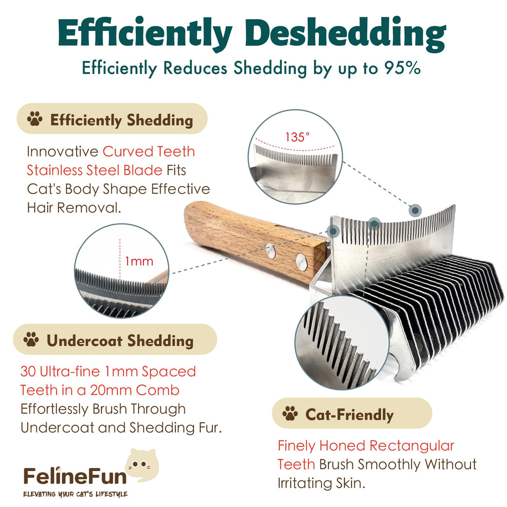 FelineFun Cat Brush wooden handle provides comfortable, anti-slip grip.