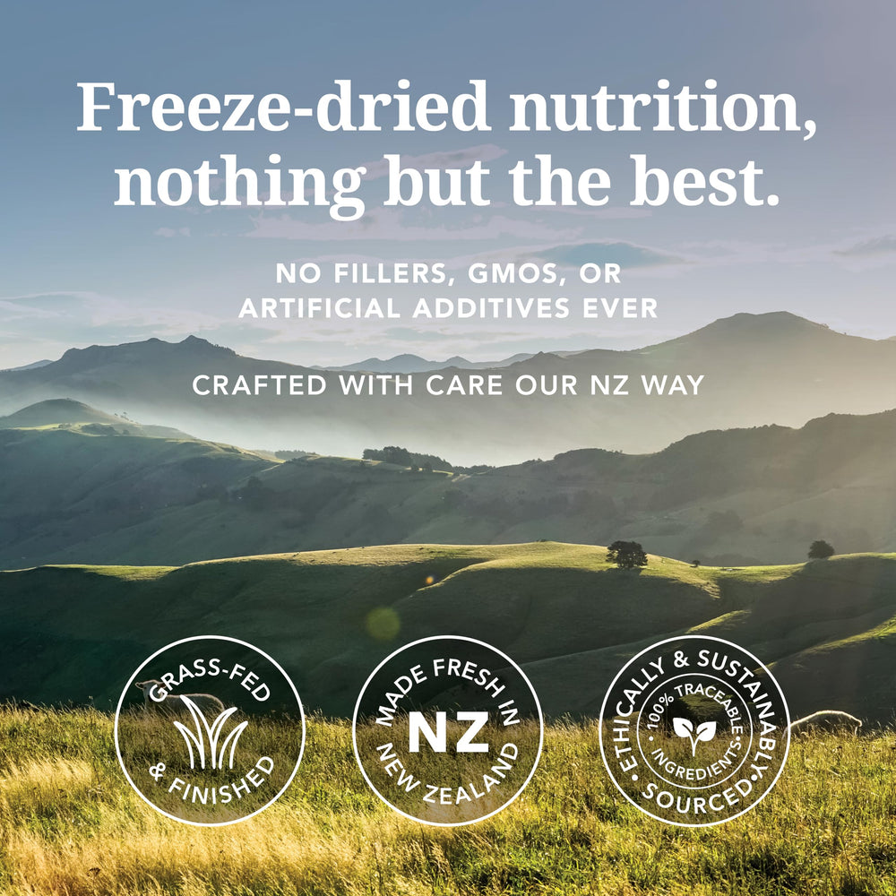 Feline Natural freeze-dried lamb-venison cubes suitable for convenient meals