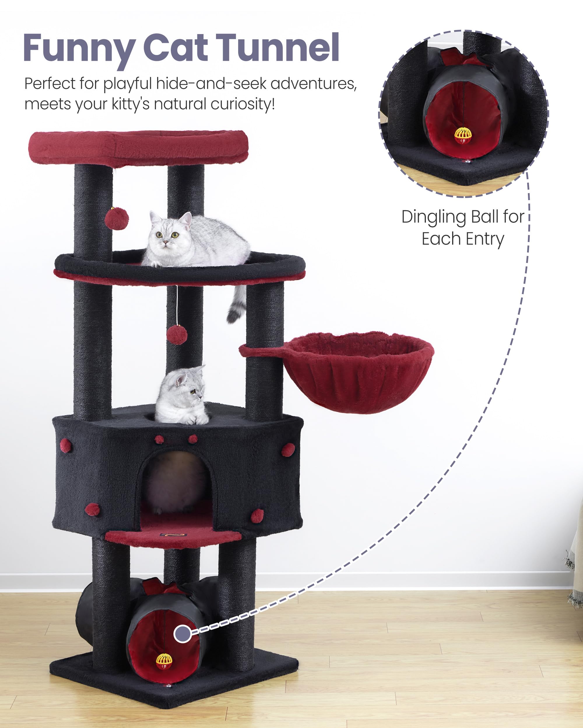 Feliskyn cat tree anti-tip base delivers stable play for multiple cats