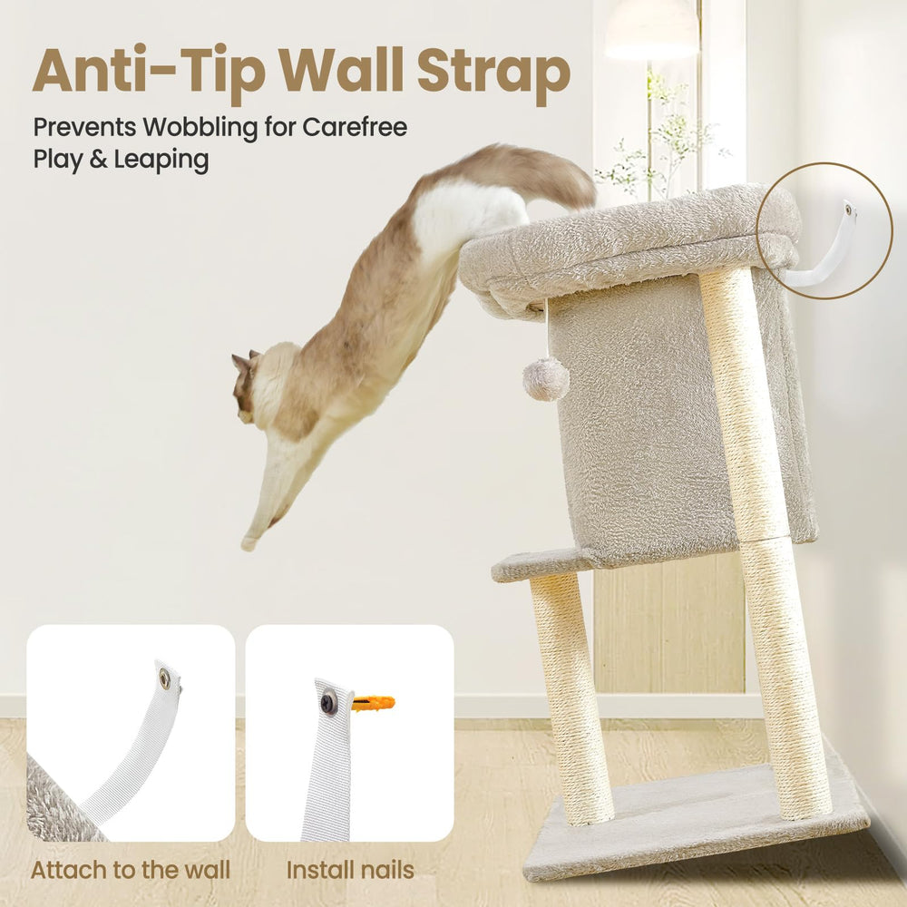 Feliskyn cat tree condo cave offers a private retreat for hiding and observing.
