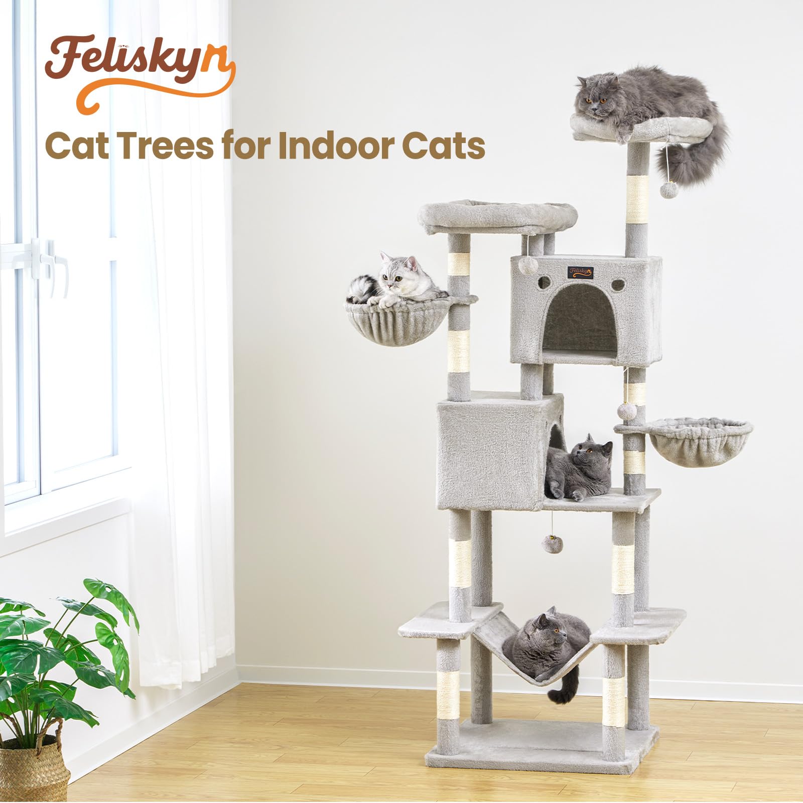 Feliskyn cat tree hammock offers cozy resting area