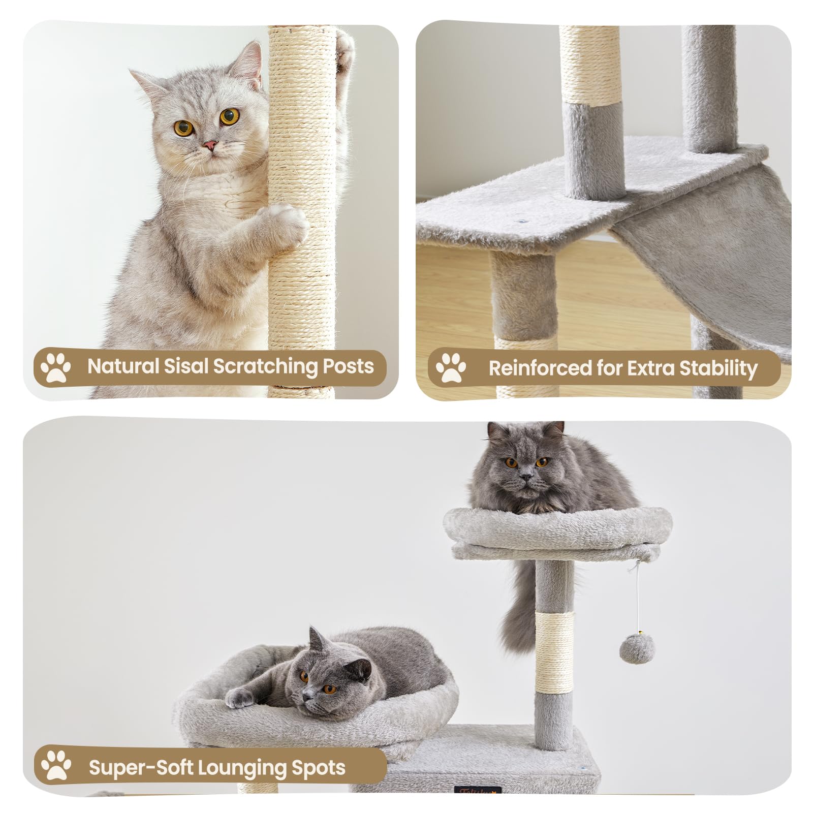 Feliskyn cat tree large perches offering comfortable lounging spots for multi cat homes