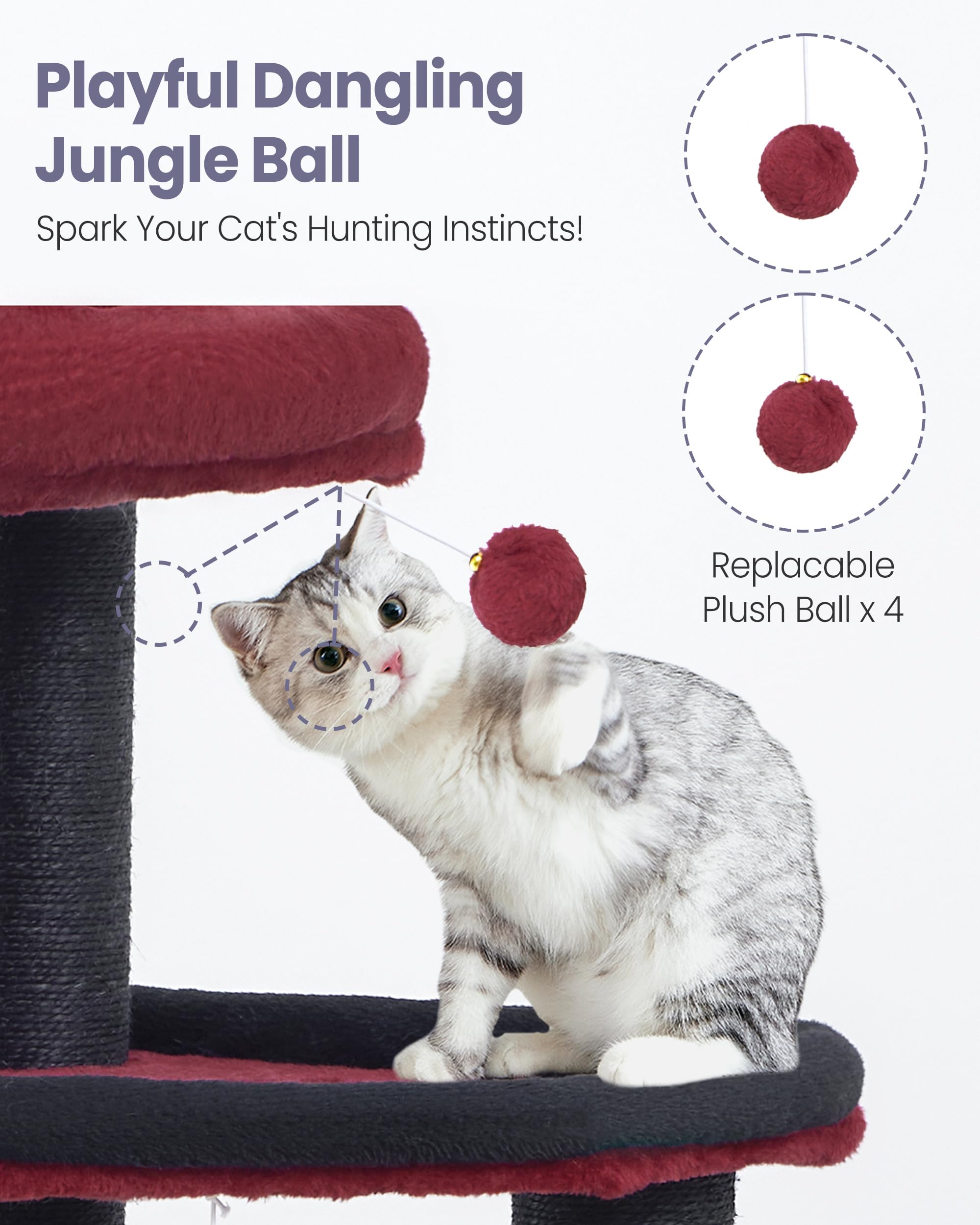 Feliskyn cat tree plush surfaces are low-maintenance and easy to clean