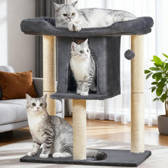 Feliskyn cat tree tower 28in large-cat with plush perch bed for lounging and observation