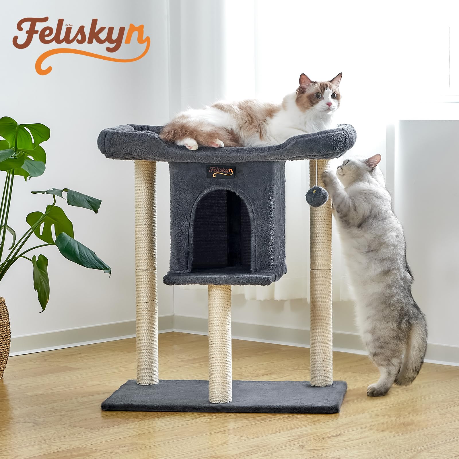 Feliskyn cat tree tower condo cave feature for cozy hideaway
