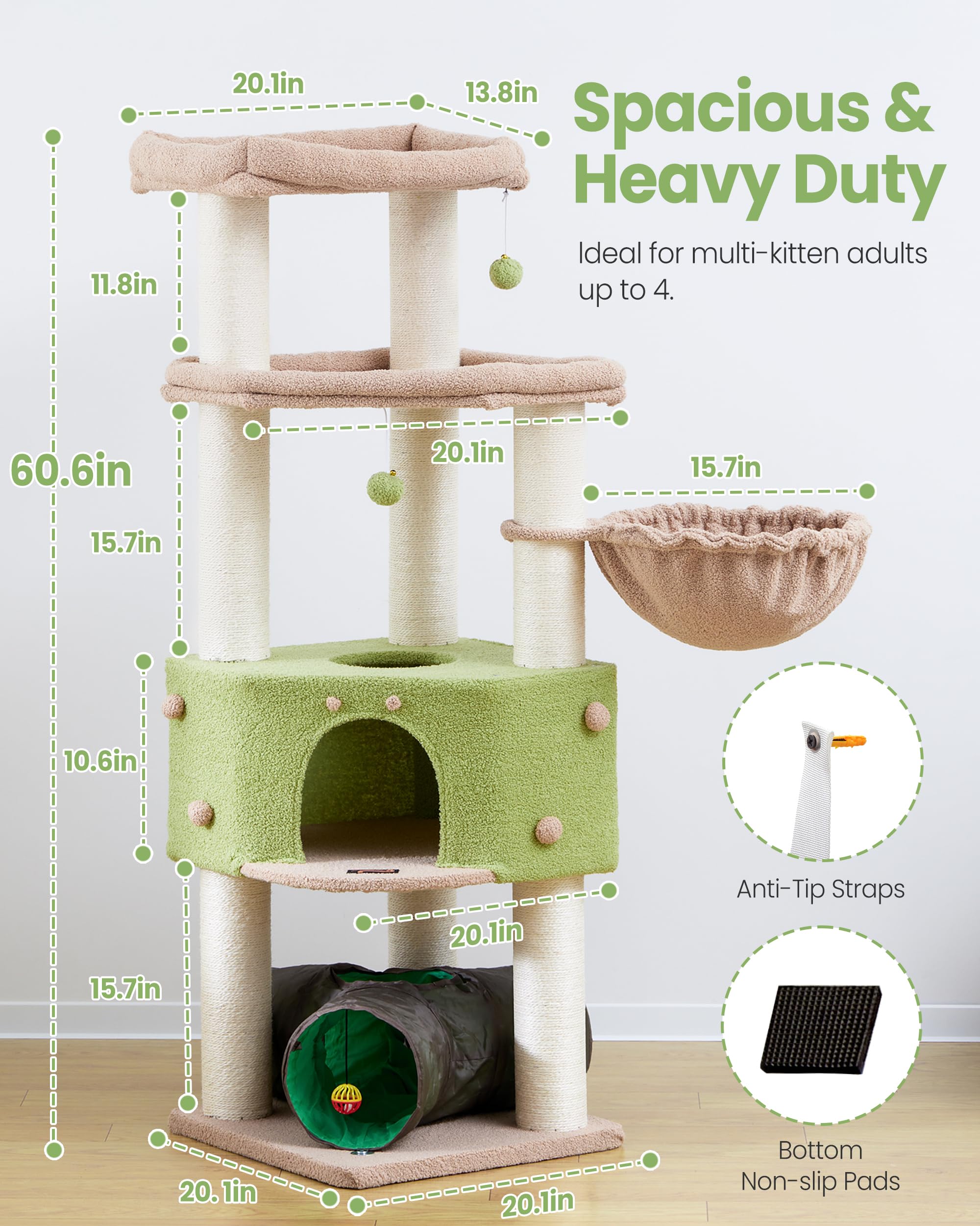 Feliskyn Cat Tree Tower plush surfaces stay soft and easy to clean