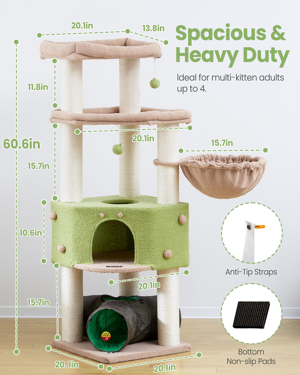 Feliskyn Cat Tree Tower plush surfaces stay soft and easy to clean