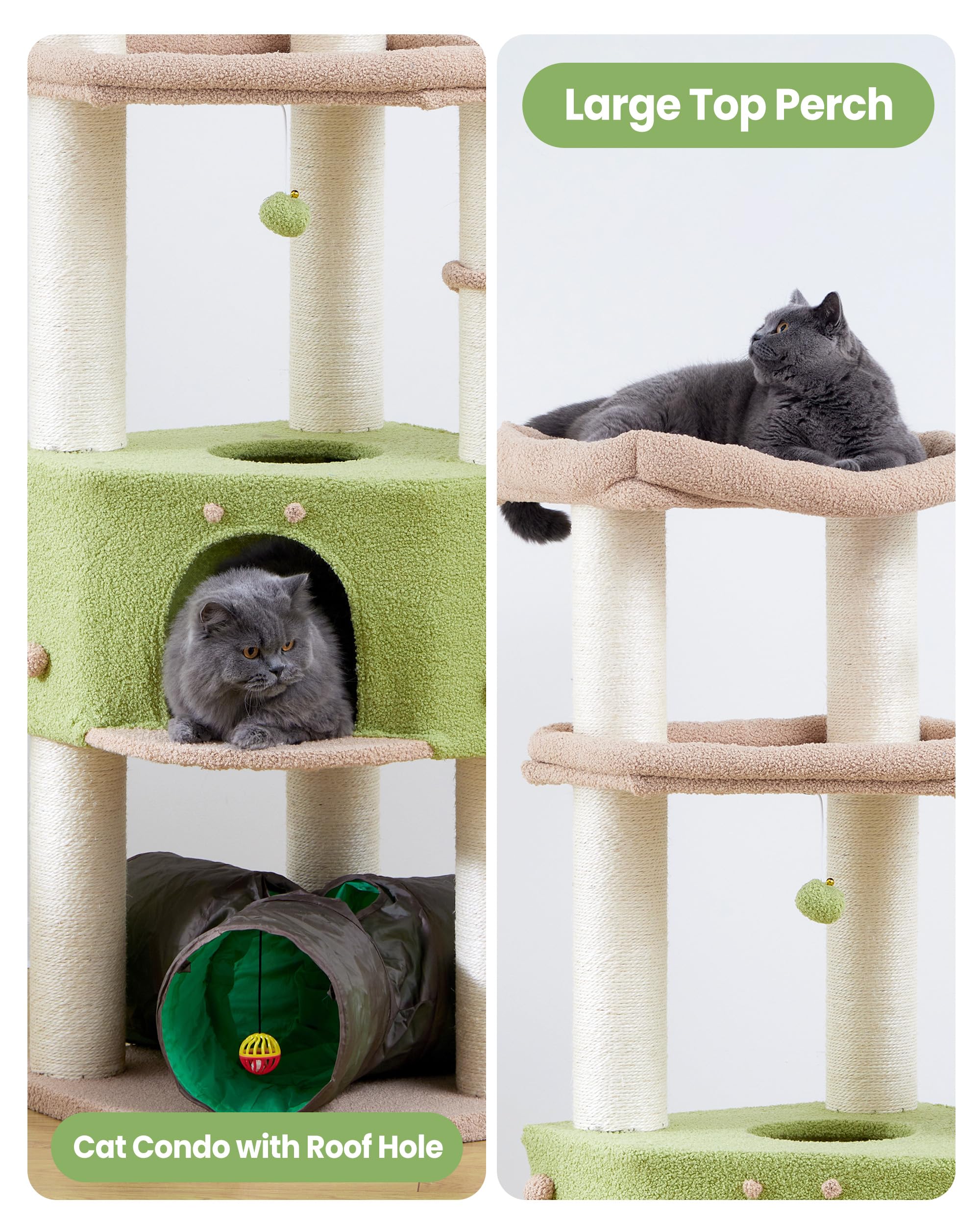 Feliskyn Cat Tree Tower solid wood frame delivers durable support
