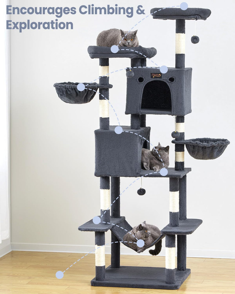 Feliskyn cat tree interactive toys keep cats engaged during playtime.