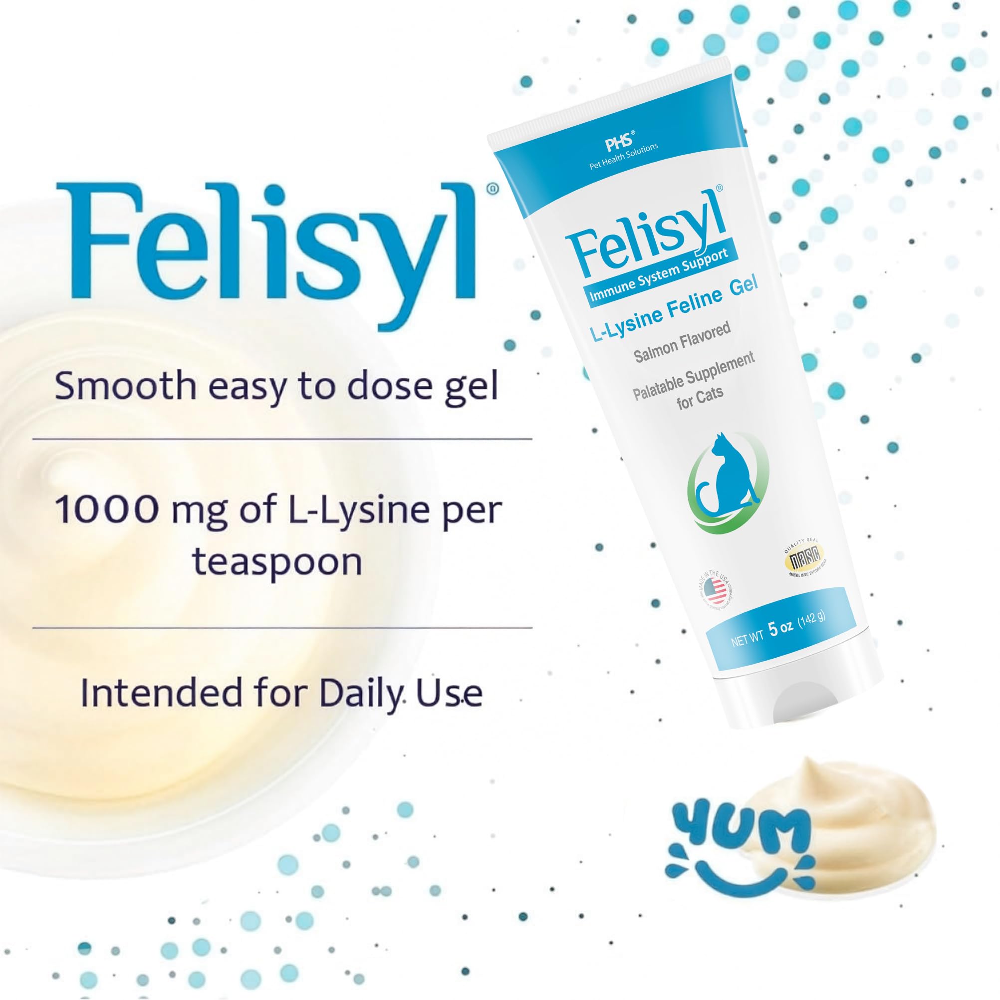 NASC certified Felisyl L-Lysine Gel confirms safety and standards.