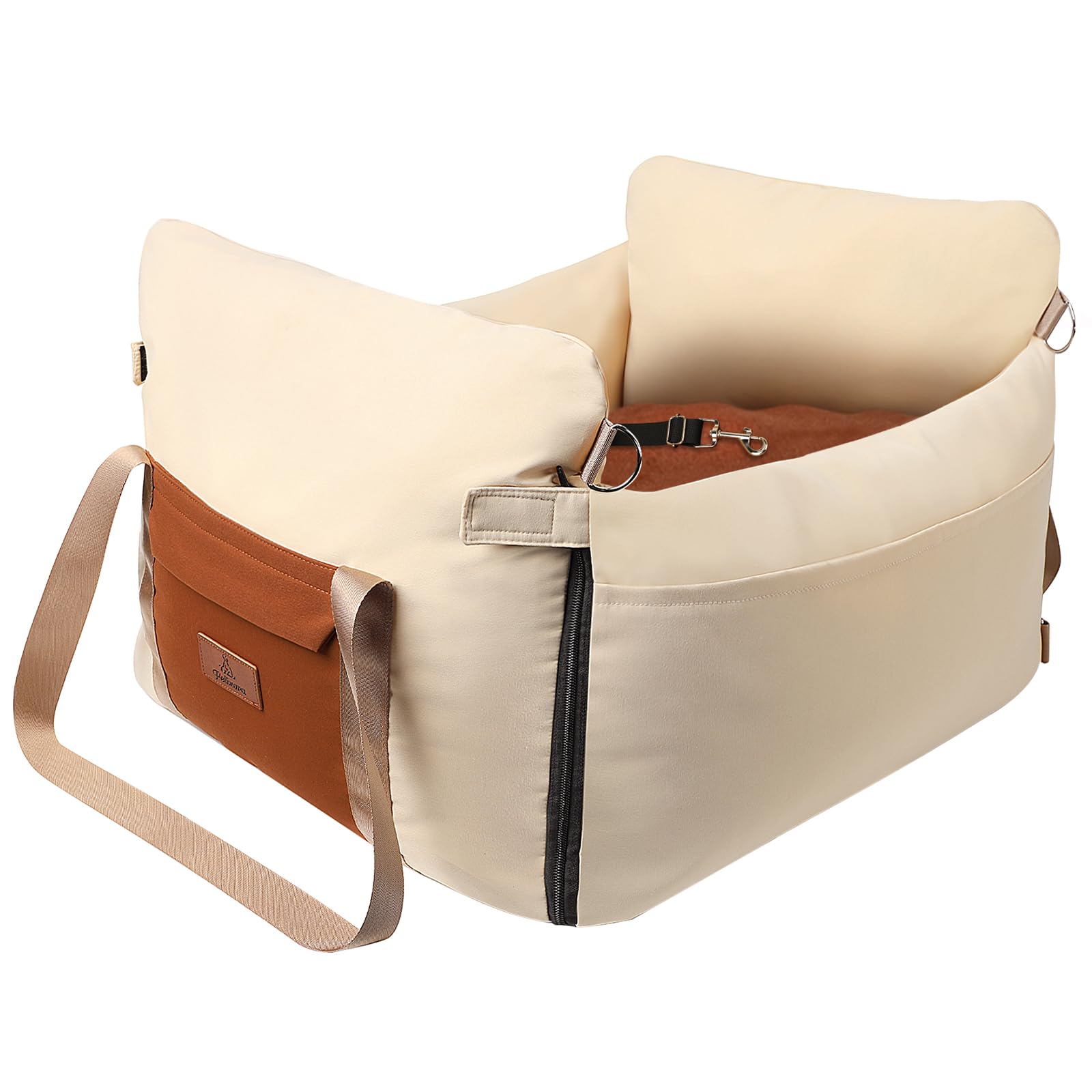 Felixora dog car seat apricot front view for secure travel comfort
