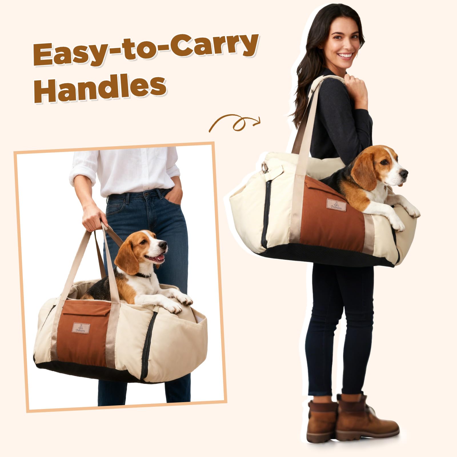 Felixora dog car seat apricot removable filling bags for easy cleaning