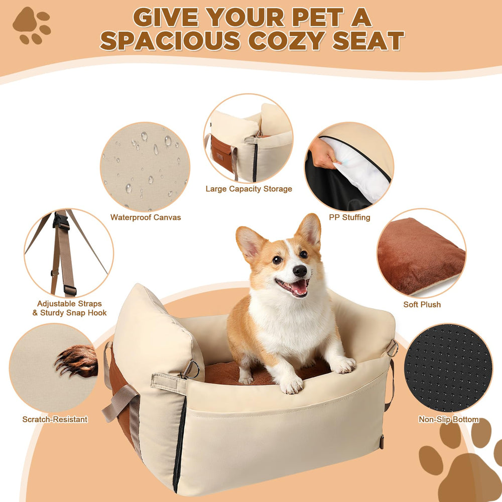 Felixora dog car seat apricot plush pad adds cuddly comfort