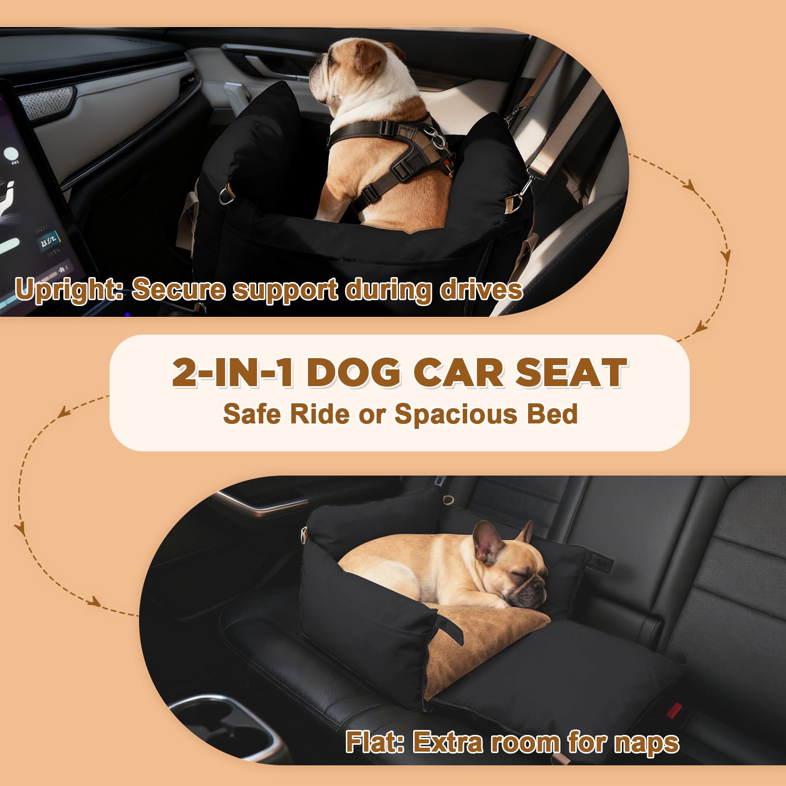 Felixora dog car seat side handles and storage pocket for quick access