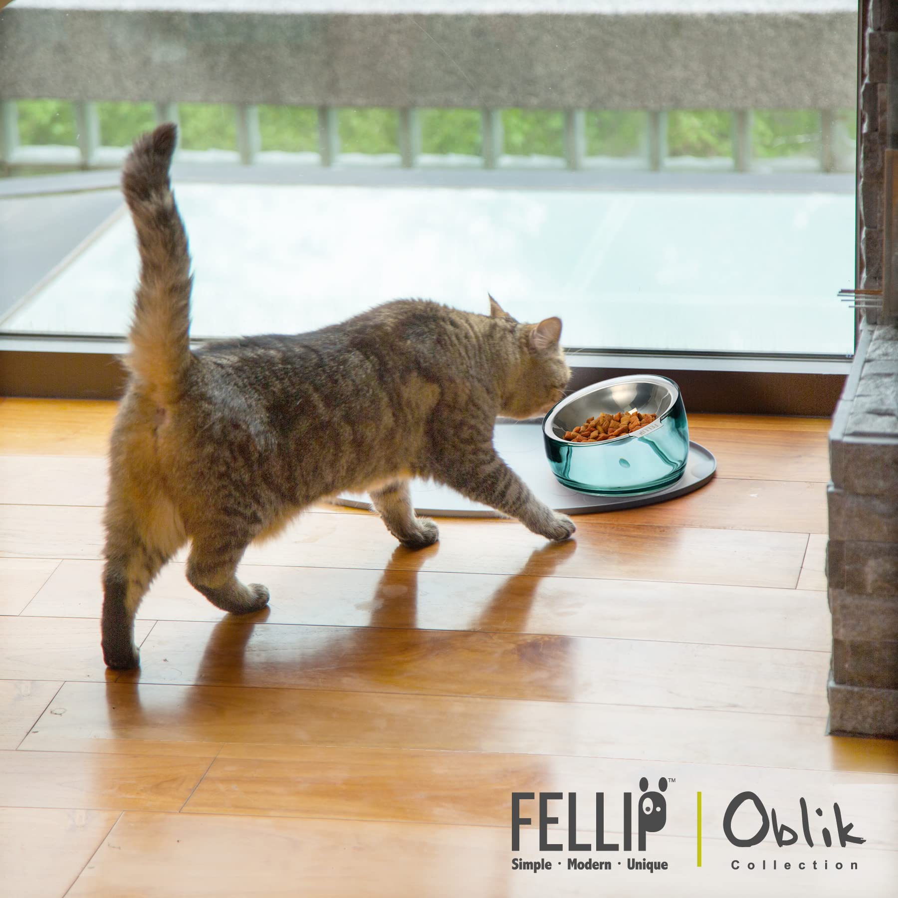 Felli Oblik gem-like acrylic base blends with modern decor.