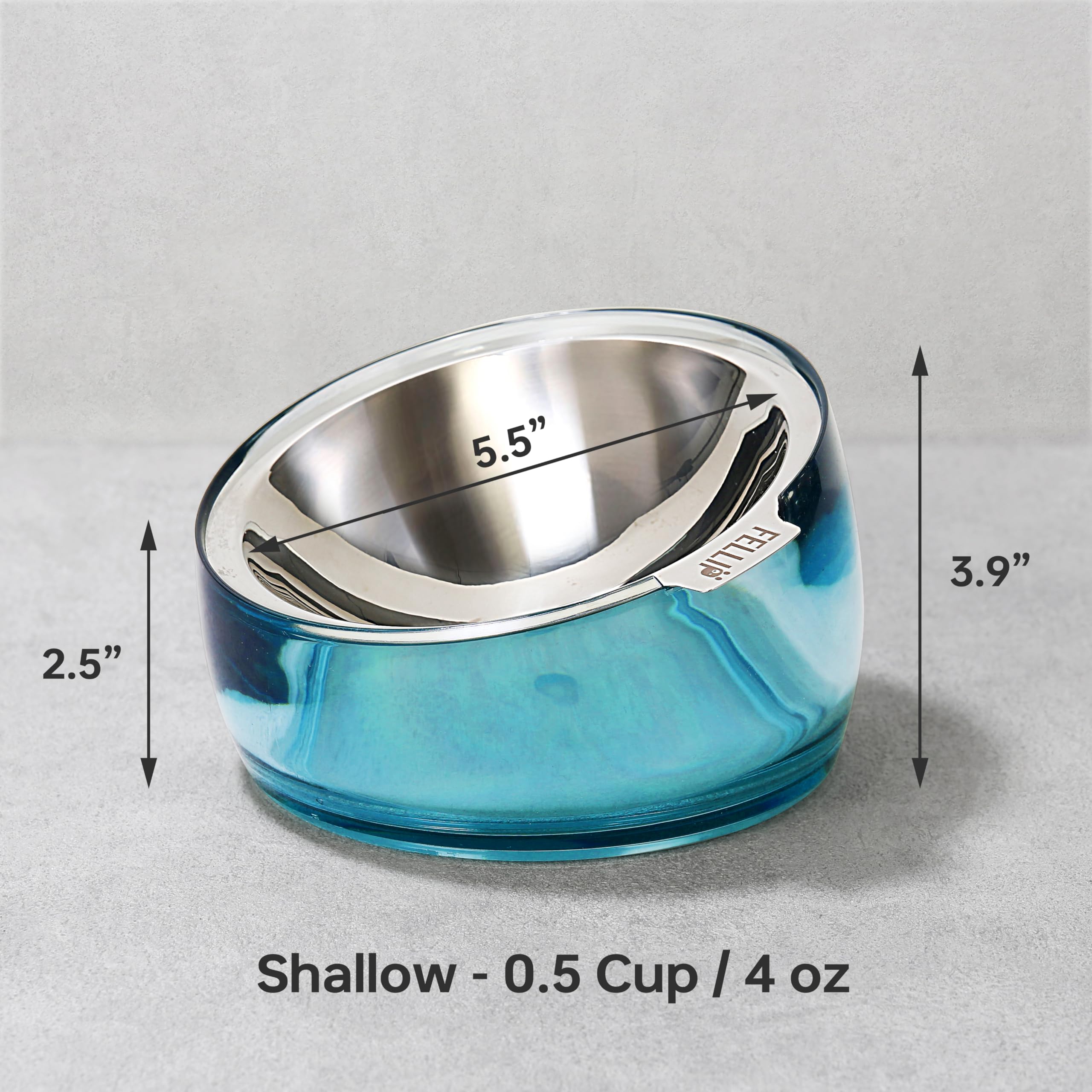 Felli Oblik spill rim design helps contain meals and reduce mess.