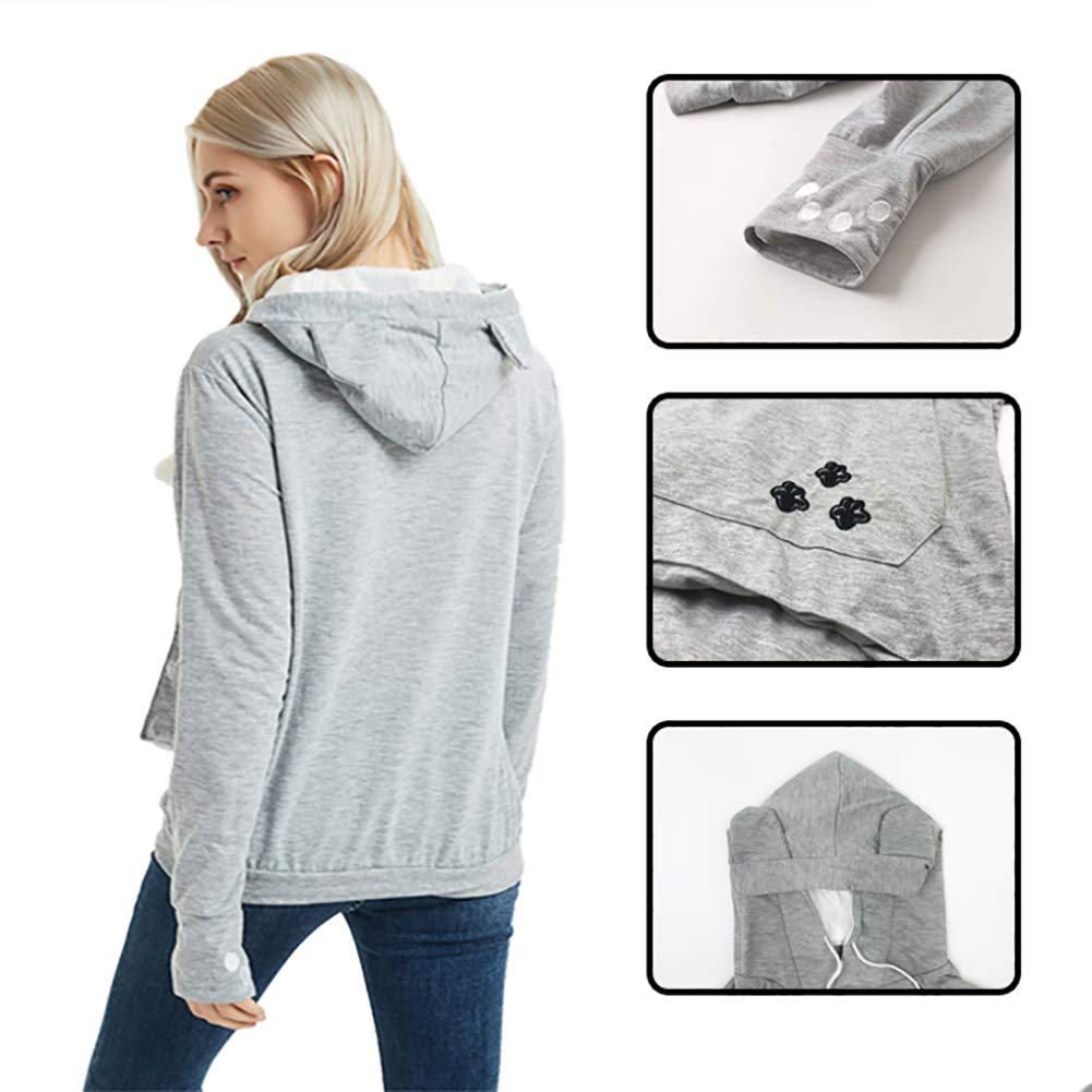 Felyong pet carrier hoodie worn for hands-free errands and pet time