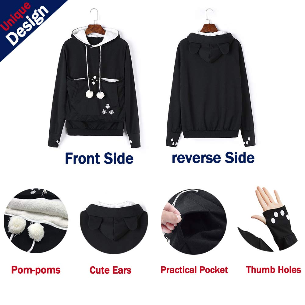 Felyong model wearing the hoodie for hands-free pet carrying